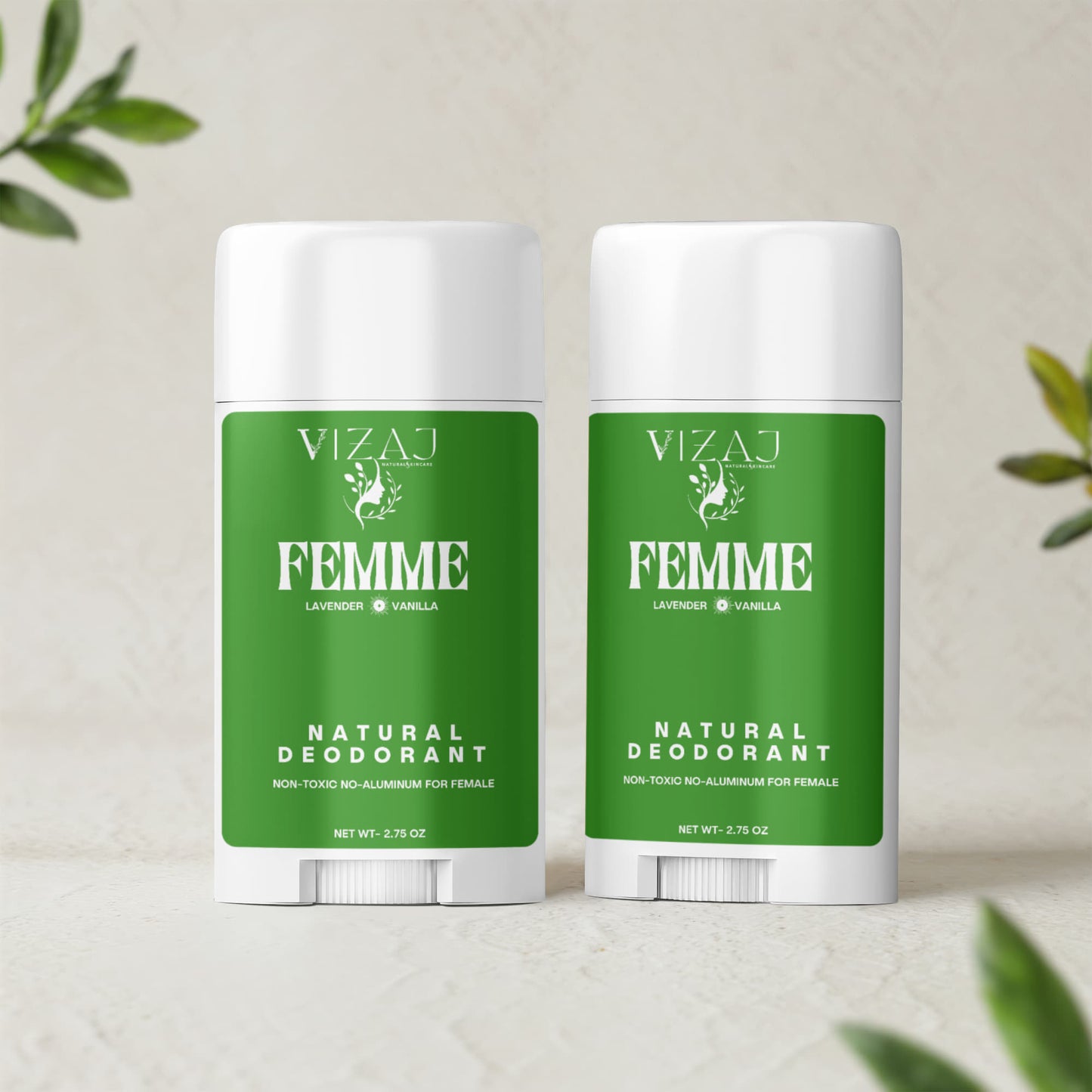 VIZAJ FEMME Natural Deodorant For Women (2-Pack)