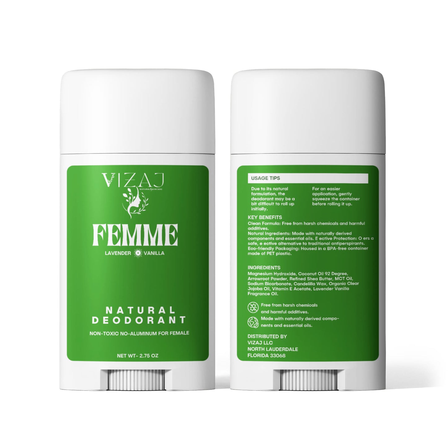 VIZAJ FEMME Natural Deodorant For Women (2-Pack)